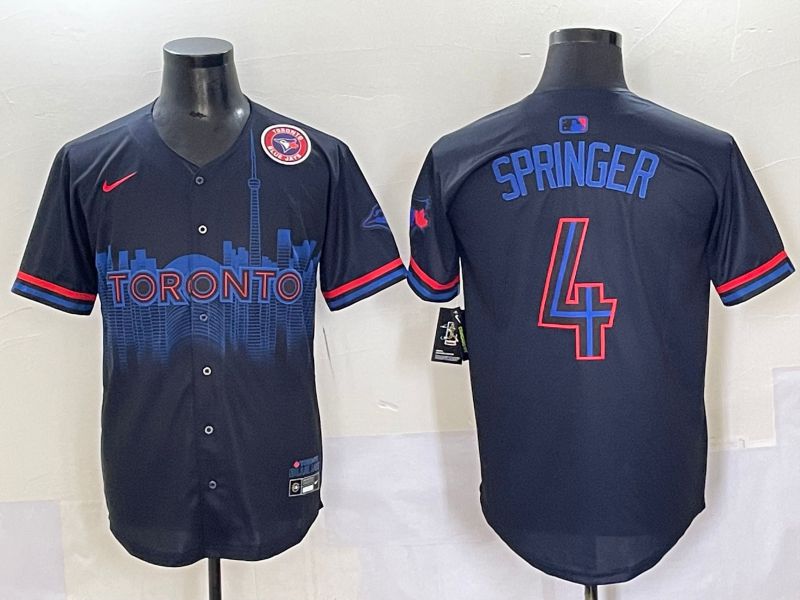 Men 2025 Toronto Blue Jays #4 Springer Black Joint Name Nike MLB Jersey style 6